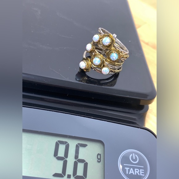 Sterling Stamped Opal Stacking Rings - Picture 10 of 10